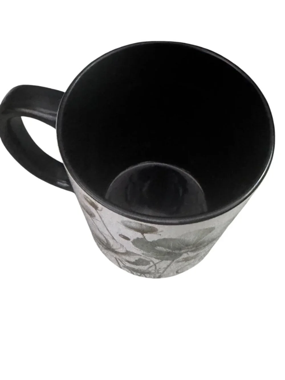 Love Grows Here Floral Ceramic Coffee Mug, Black Interior